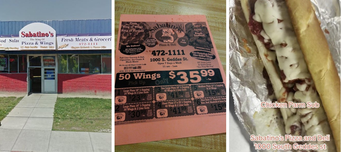 Sabatinos Pizza Deli & Grocery Menu