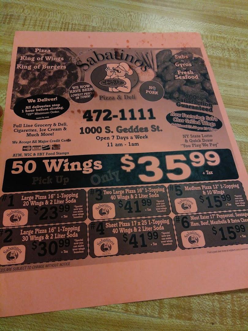 Sabatinos Pizza Deli & Grocery Menu image 2